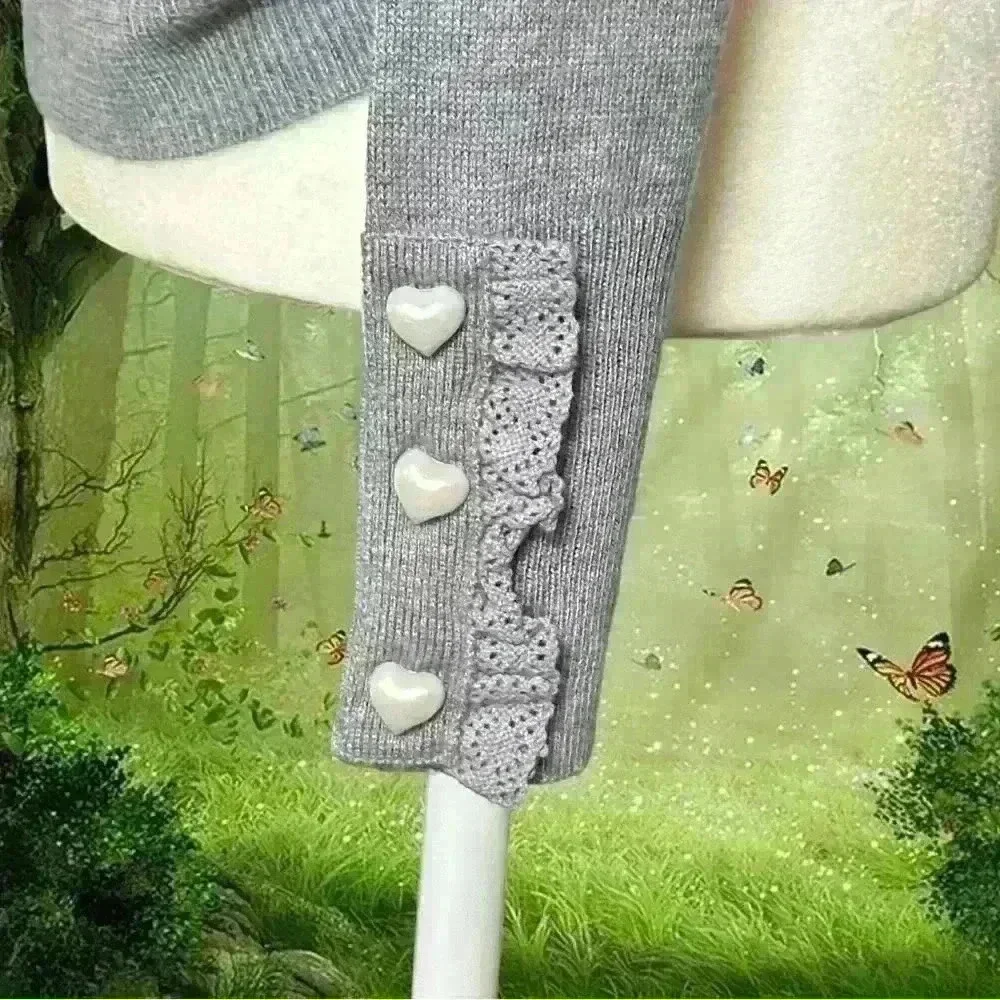 Coquette Grey Boho Sweatshirt - Picture 4 of 9